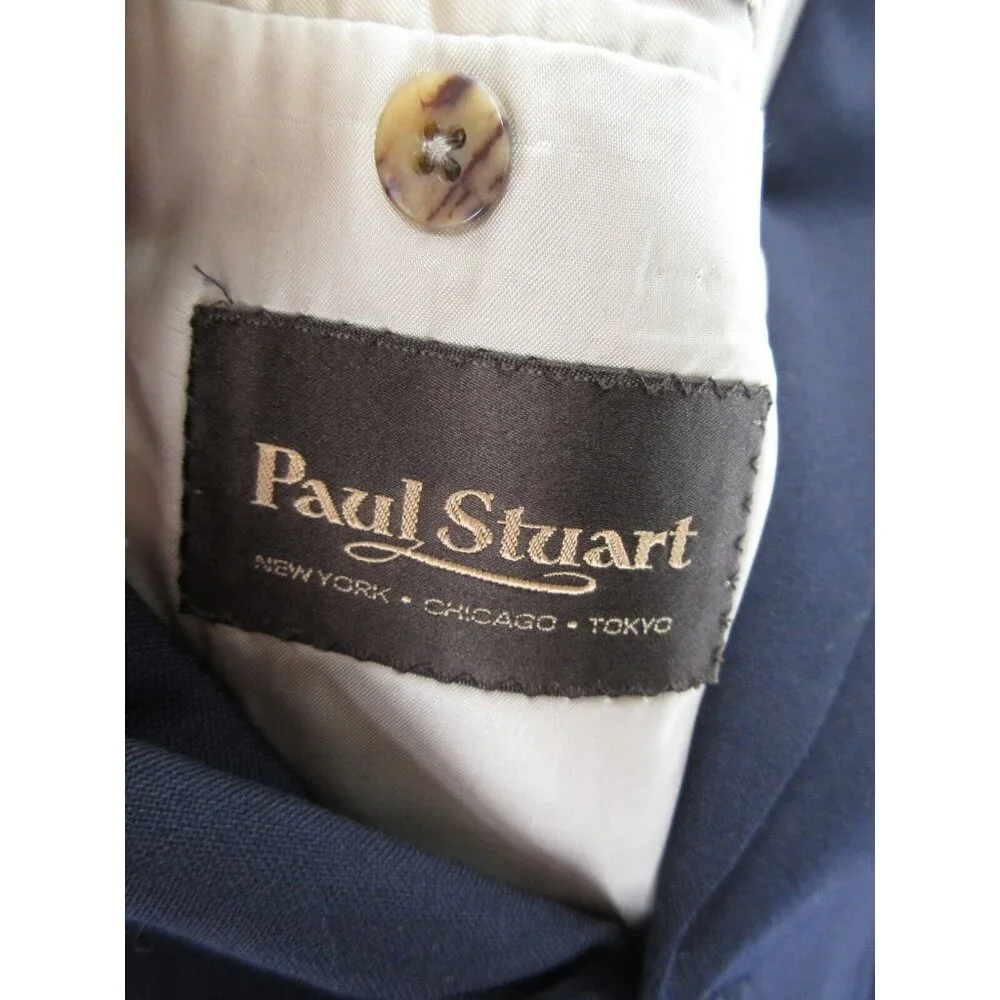 VINTAGE Paul Stuart Sport Coat 42 Long Blazer Wool Jacket Navy Lined